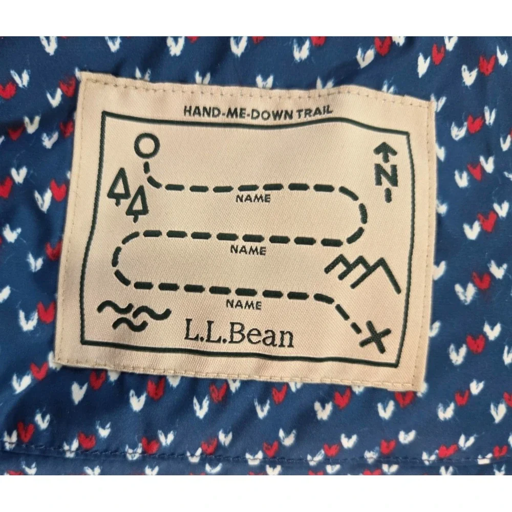 LL Bean Insulated Down Puffer Vest Blue Hearts Kids Girls 5-6